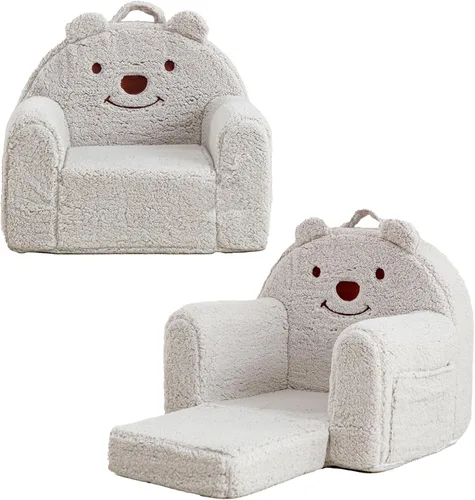 Miniatura 7 de Silla para niños pequeños, sofá plegable de oso sherpa, silla de lectura para niños, sofá abatible para niños, sofá convertible para niños de 1 a 3