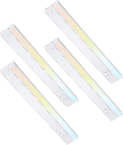 Miniatura 12 de TORCHSTAR Paquete de 4 luces LED de 12 pulgadas para debajo del gabinete, 5CCT, ETL T24, 8W 600LM, cableado y enchufable, 5 colores seleccionables
