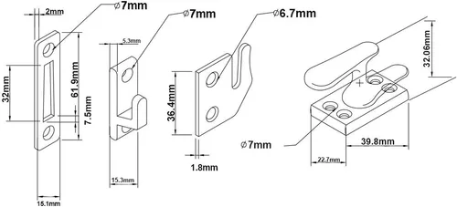 Miniatura 2 de QCAA Cerradura de ventana abatible de latón macizo, pequeño, negro mate, paquete de 2 Mate negro