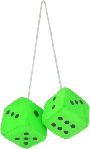 Miniatura 5 de 1 par de dados de felpa negros peludos de 3 pulgadas clásico vintage [dados nostálgicos de los años 80 para espejo] para espejos interiores