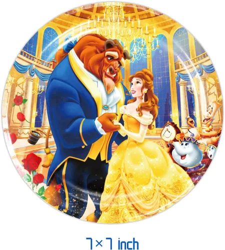 Miniatura 2 de DoMiDoLa 40 suministros de fiesta de La Bella y la Bestia incluyen 20 platos, 20 servilletas para la decoración de fiesta de cumpleaños de La Bella