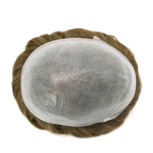 Miniatura 7 de Toupee - Sistemas de cabello humano para hombre, 0.002 in, piel ultrafina para hombre, tupé en V, polivinílico de poliuretano natural, piezas