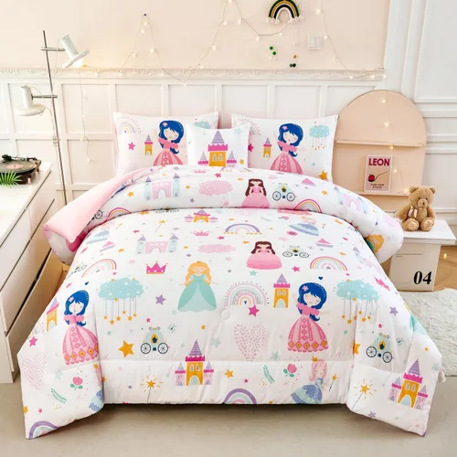 Miniatura 15 de ANGIYUIN Juego de Edredón Tie Dye Arcoíris Azul Tamaño Queen 6 Piezas Degradado con Purpurina Cama en una Bolsa para Niñas Juego de Ropa de Cama Tie