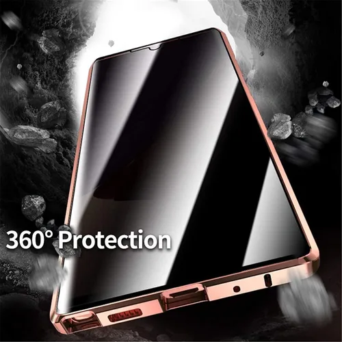 Miniatura 7 de Funda magnética de privacidad para Samsung Galaxy Note 10, dorado, vidrio templado, antiespía, protección de cuerpo completo, soporte