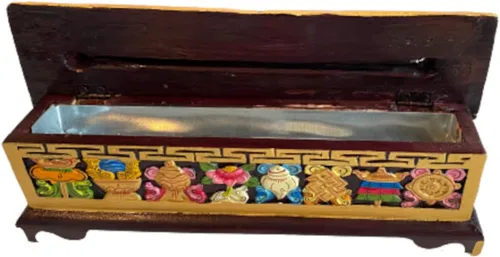 Miniatura 2 de Caja de incienso de madera hecha a mano tradicionalmente hecha a mano para pagoda tibetana, tallada a mano por artesanos locales en Nepal