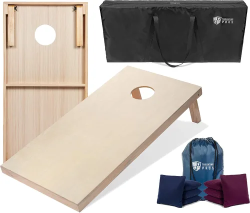 Miniatura 45 de Tailgating Pros Tablas para juego de cornhole - 4 x 2 pies y 3 x 2 pies. Juego de cornhole con estuche de transporte y juego de 8 bolsas de maíz