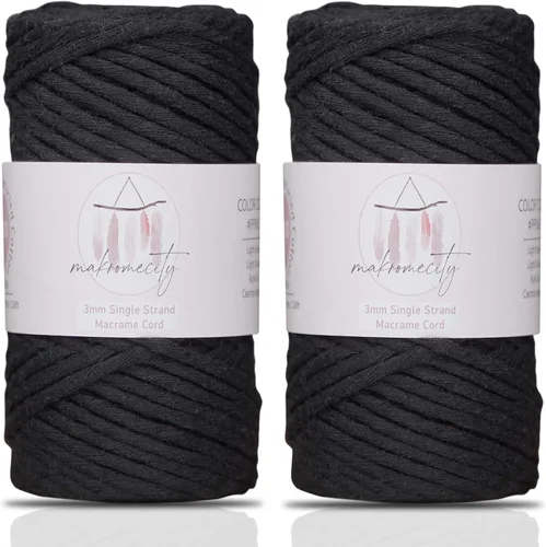 Miniatura 109 de Makromecity, Cordón de macramé de un solo hilo de 3 mm x 100 yardas (300 pies) Hilo de algodón rojo trenzado de 3 mm para arte y manualidades