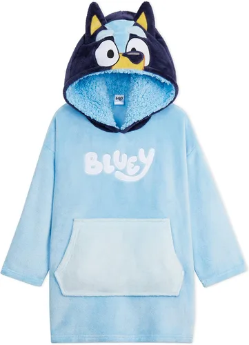 Bluey Manta con Capucha para Niños, Manta Cálida y Acogedora de Forro Polar Portátil, Regalo para Niñas Azul/Azul marino