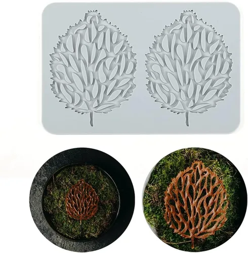 Miniatura 7 de TUKE Moldes de encaje para decoración de pasteles, moldes de silicona de hojas 3D para hornear moldes de gomitas, moldes de fondant de arcilla