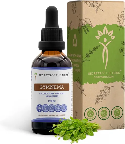 Secrets of the Tribe Gymnema Tintura Extracto líquido sin alcohol, Gymnema Sylvestre Hoja seca (2 onzas líquidas)
