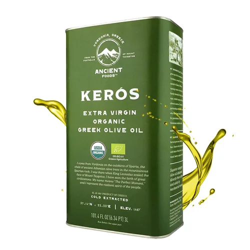 Miniatura 10 de Ancient Foods Aceite de oliva virgen extra orgánico Keros prensado en frío, AOVE griego, aceite de oliva con alto contenido de polifenoles