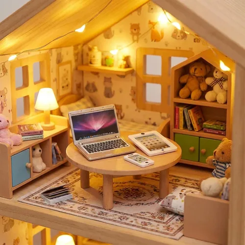 Miniatura 2 de Paquete de 3 mini laptop, tableta y teléfono inteligente para casa de muñecas, accesorios de simulación de computadora para muñeca 1/6 1/12