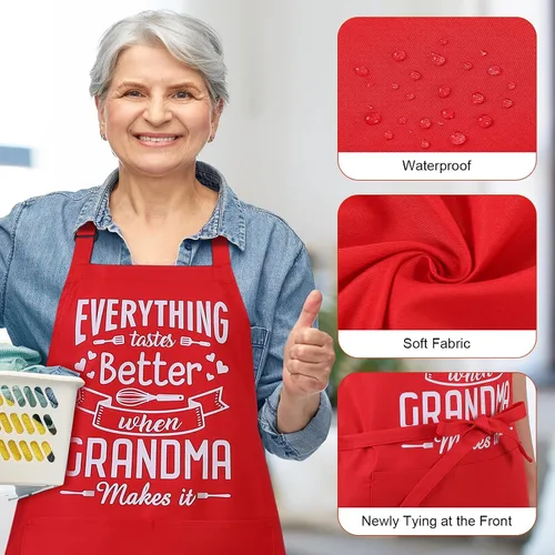 Miniatura 4 de Delantales divertidos para hombres, delantales de cocina profesionales con dos bolsillos, delantal de chef ajustable, delantal con babero para regalo
