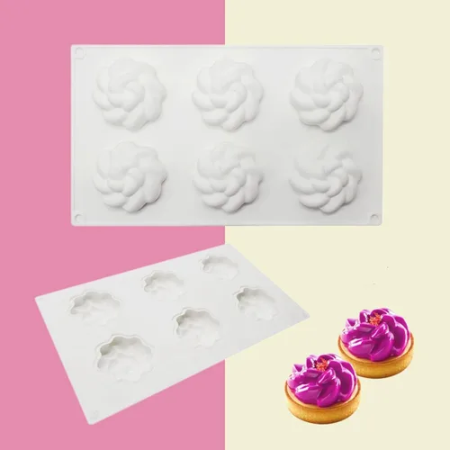 Miniatura 14 de Molde de silicona para hornear pasteles, moldes de jabón, moldes de silicona en forma de flor para molde de postre francés casero para pastelería