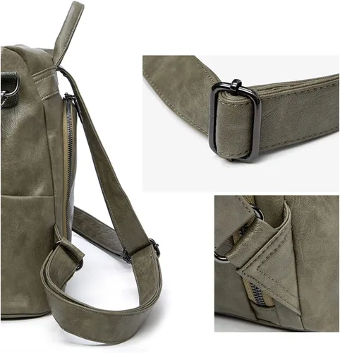 Miniatura 8 de Mochila para mujer, bolso de viaje de piel sintética suave, bolso de mano grande y bolso de hombro, mochila informal para universidad antirrobo