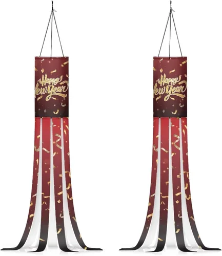 Miniatura 38 de Binienty 4th of July Winsock Patriotic Outdoor Decor Wind Socks Hanging Flag Welcome Home Decoration Party Yard Hanging Windsock, 2 Pcs Set Decor