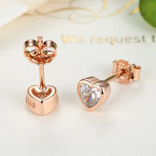 Miniatura 4 de BISAER Mini aretes de tuerca de plata de ley 925 con aretes de circonita cúbica de moda para adolescentes y mujeres, Circonia cúbica