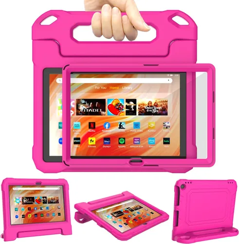 Miniatura 11 de DJ&RPPQ Funda para tablet infantil de 10 pulgadas, a prueba de golpes, con asa protectora, color negro
