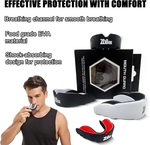 Miniatura 2 de Protector bucal deportivo de doble capa para adultos y jóvenes con funda, protección dental para boxeo, fútbol, artes marciales mixtas, hockey