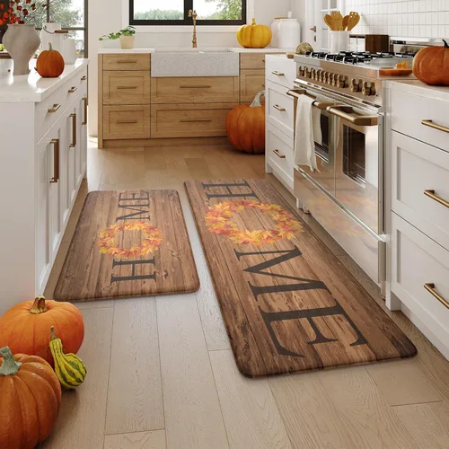 Miniatura 13 de KIMODE Alfombra Antifatiga para Cocina 2 Piezas, Alfombras de Cocina Impermeables y Antideslizantes, Alfombra de Cocina de Estilo Rústico para Piso