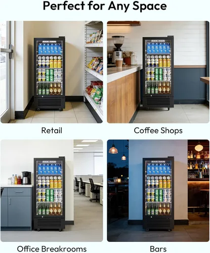 Miniatura 9 de EUHOMY Refrigeradores comerciales de 6 pies cúbicos con puerta de vidrio templado doble, refrigerador de bebidas con cerradura y estantes
