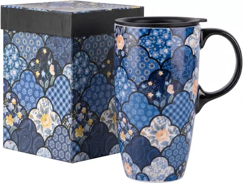 Miniatura 13 de Topadorn Taza de cerámica de café de porcelana con tapa en caja de regalo de 17 onzas, tazas de café novedosas para hombres, mujeres, oficina y Abeja