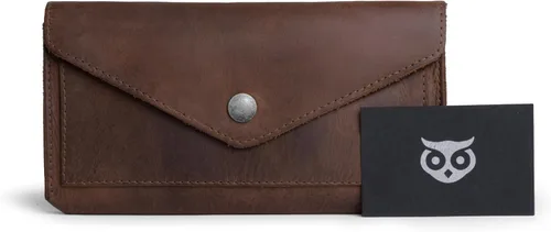 Miniatura 5 de Hide & Drink, Cartera grande de cuero para mujer, organizador de dinero, billetes planos, bolsa, estuche, elegante, hecho a mano, Bourbon Marrón