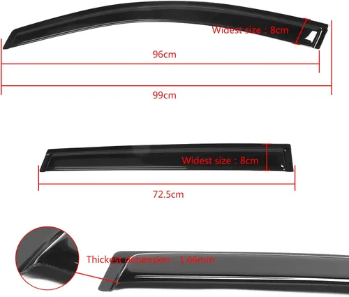 Miniatura 5 de IKON MOTORSPORTS - Visera de ventana compatible con Chevrolet Traverse 2009-2017, estilo delgado, acrílico, ahumado, 4 unidades, protección contra