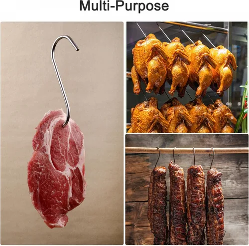 Miniatura 5 de uxcell Ganchos de carne de 3.94 pulgadas, gancho en S de acero inoxidable de 0.12 pulgadas de grosor para procesamiento de carne, pollo y pescado