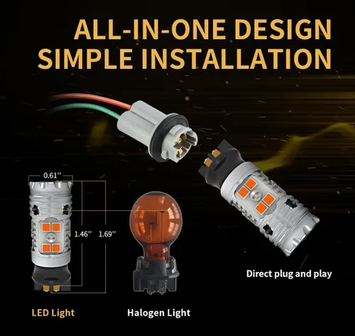 Miniatura 4 de LASFIT PWY24W Bombillas LED de señal de giro PW24W Resistencia integrada Canbus sin errores, extremadamente brillante, intermitente ámbar/amarillo