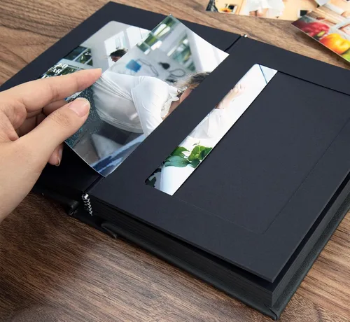 Miniatura 5 de Álbum de fotos pequeño de 4 x 6 pulgadas con capacidad para 24, ideal para álbumes de fotos o fotos temáticas (negro/blanco interior)