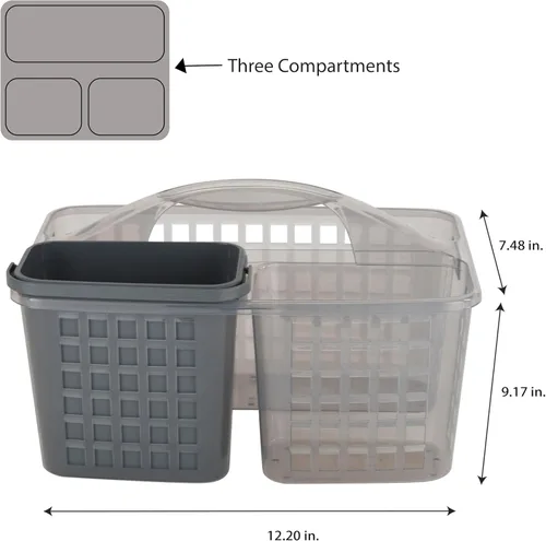 Miniatura 4 de Bath Bliss 2 en 1 portátil, organizador de ducha y baño para champú, acondicionador, jabón y cosméticos, en bolsa de baño gris (26118-GRIS)