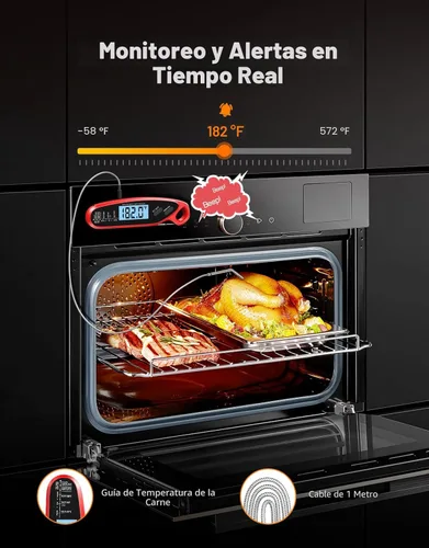 Miniatura 3 de Termómetro digital de lectura instantánea para carne con doble sonda, termómetro de alimentos para cocinar y asar a la parrilla, retroiluminación