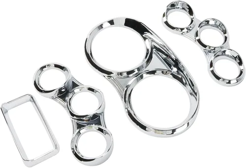 Miniatura 6 de LOSTAR Kit de cubierta de calibre central, cubiertas de medidor de salpicadero de instrumentos con visera cromada compatible con Peterbilt 379 384