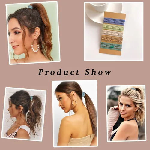 Miniatura 7 de Bandas para el cabello para mujeres y niñas, 20 pulseras bohemias para el cabello, lazos elásticos lindos para el cabello sin daños, bandas finas