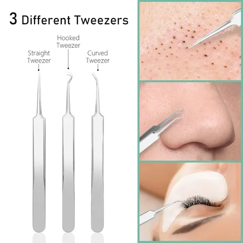 Miniatura 3 de Dr.Pedi Kit de herramientas para eliminar puntos negros, para eliminar espinillas, para acné, extractor de espinillas, aguja facial, clip