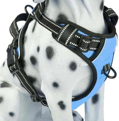 PoyPet Arnés sin tirones para perro, arnés de chaleco cómodo reflectante con parte delantera y trasera, 2 accesorios para correa y asa de fácil