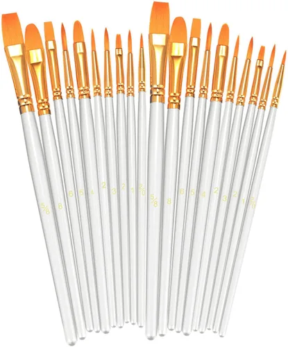 Miniatura 35 de BOSOBO Juego de 6 pinceles de pintura, 60 pinceles de punta redonda puntiaguda, pinceles de nailon para artistas del cabello acrílicos para aceite