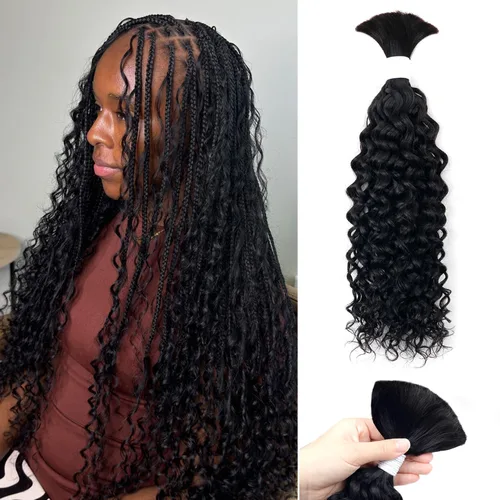 Miniatura 19 de Liqusee Cabello Humano para Trenzar 3.53 oz Un Paquete 14 Pulgadas Negro Natural Ondulado Rizado a Granel Cabello Humano para Trenzar Sin Trama 100%