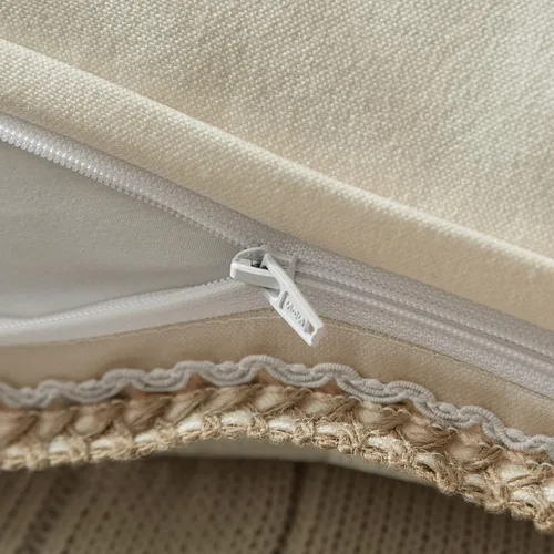 Miniatura 3 de FY FIBER HOUSE Paquete de 2 fundas de almohada decorativas de granja, lino sintético de arpillera con bordes a medida, fundas de cojín para sofá