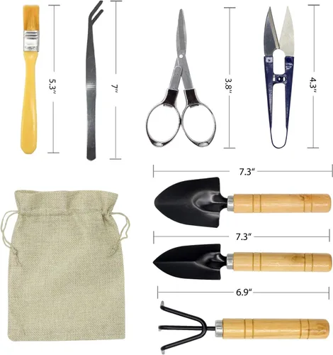 Miniatura 2 de Mini juego de herramientas de jardinería, kit de suculentas, juego de herramientas para suculentas, Bonsai, jardinería, incluye podadora, tijeras
