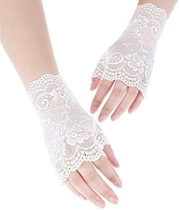 Miniatura 6 de Women Short Lace Gloves Fingerless Lace Gloves Tea Party Gloves Sunblock Bridal Floral Gloves