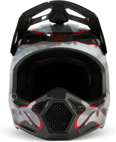 Miniatura 7 de Fox Racing Casco unisex para motocross V1, gris/rojo, talla XXL