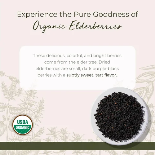 Miniatura 2 de Starwest Botanicals Bayas de Saúco Orgánicas – Bayas de Saúco Secas para Jarabe, Té, Gomitas y Mermelada, Apoyo Inmunológico Natural, Certificado