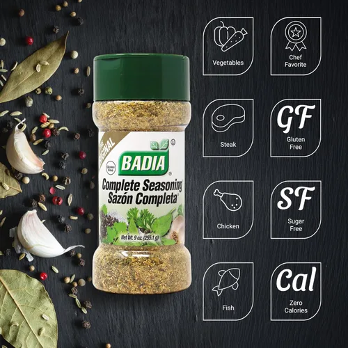 Miniatura 4 de Badia Condimento Completo 9 oz – Mezcla de Especias Multiusos de Ajo, Cebolla, Sal, Pimienta, Hierbas y Especias - Mezcla Firmada Sabrosa