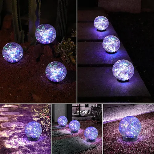 Miniatura 7 de MLKNK Luces solares de globo para exteriores, impermeables, bolas solares, luces solares de jardín, orbes para exteriores, paquete de 2 bolas