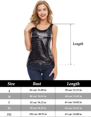Miniatura 7 de SATINIOR Camiseta sin mangas con lentejuelas con purpurina para mujer, chaleco brillante, camisola con purpurina para mujeres y niñas