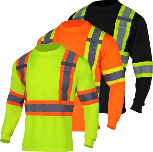 Miniatura 11 de VENDACE Camiseta de Seguridad Reflectante de Alta Visibilidad 3 Paquetes Hi Vis Camisa de Trabajo de Construcción de Manga Larga Azul real