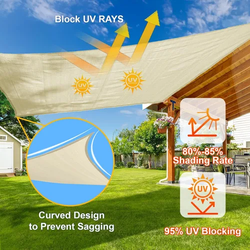 Miniatura 4 de SUNLAX Toldo tipo vela, forma de triángulo, protección ultravioleta, permeable, para exteriores y patio trasero (hacemos tamaño personalizable), 12