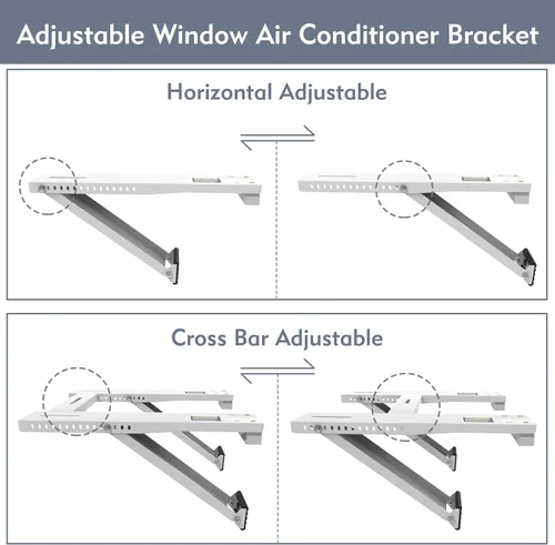 Miniatura 5 de Flamorrow Soporte de aire acondicionado de ventana, soporte de aire acondicionado resistente con 2 brazos, soporte universal de CA para ventana
